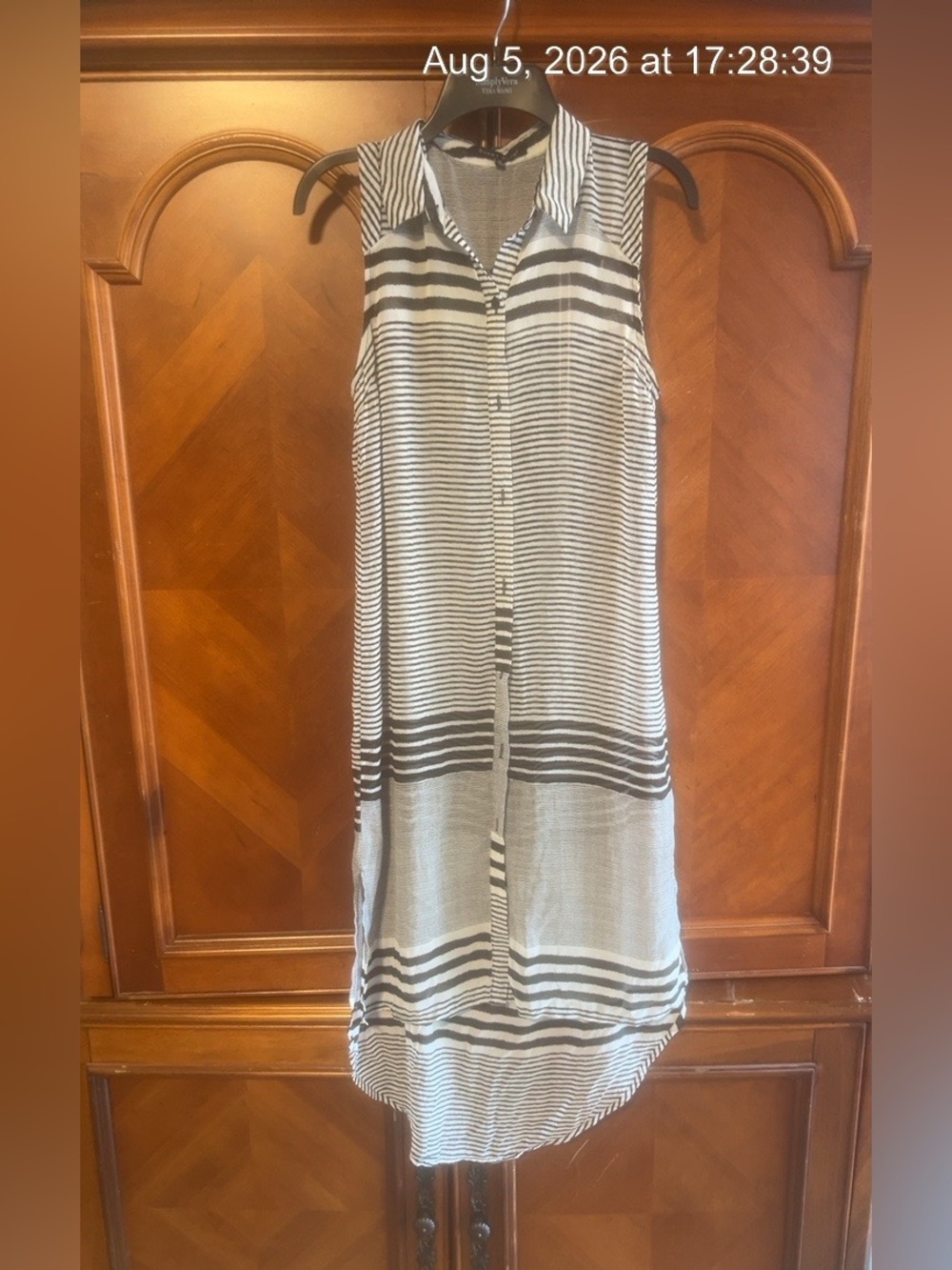 Sweet Rain Black and White Striped High-Low Tunic (Bin 5-004)
